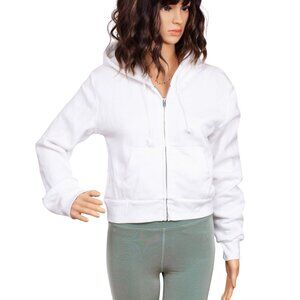 Brandy Melville White Zip-Up Hoodie